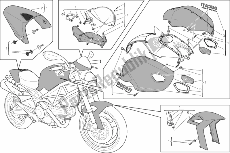 Todas as partes de Kit De Arte do Ducati Monster 696 ABS 2014